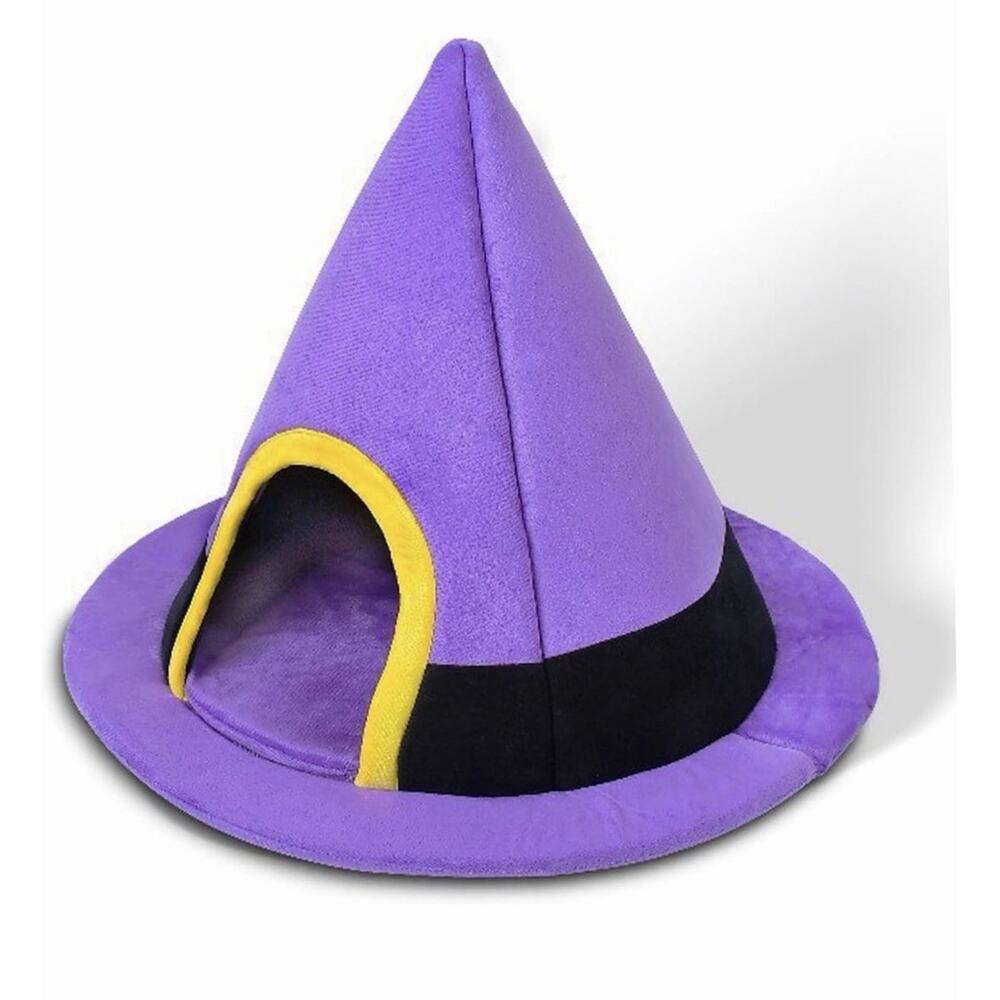Halloween Cat Bed Witch Hat Shape Purple New